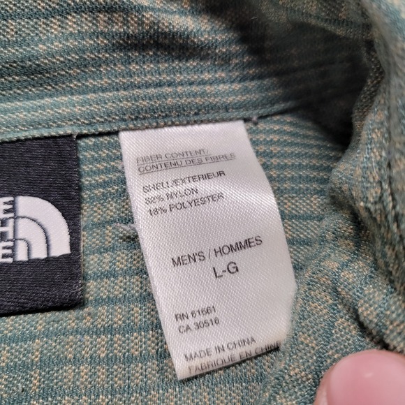 The North Face Shirt Mens Large Green Plaid Button Down Short Sleeve Hiking Camp - Picture 10 of 16